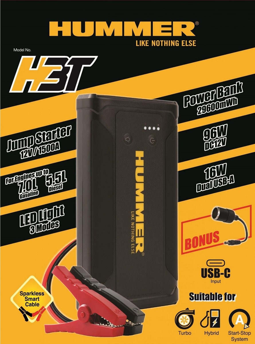 Hummer Car Battery Jump Starter & Power Bank, 1500A - H3T